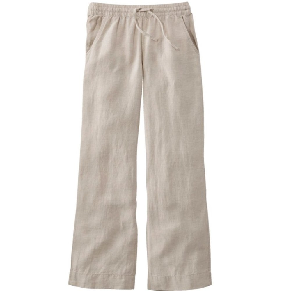 L. L. Bean | Premium Washable Linen Pull-On Pants - Oatmeal.- size 10